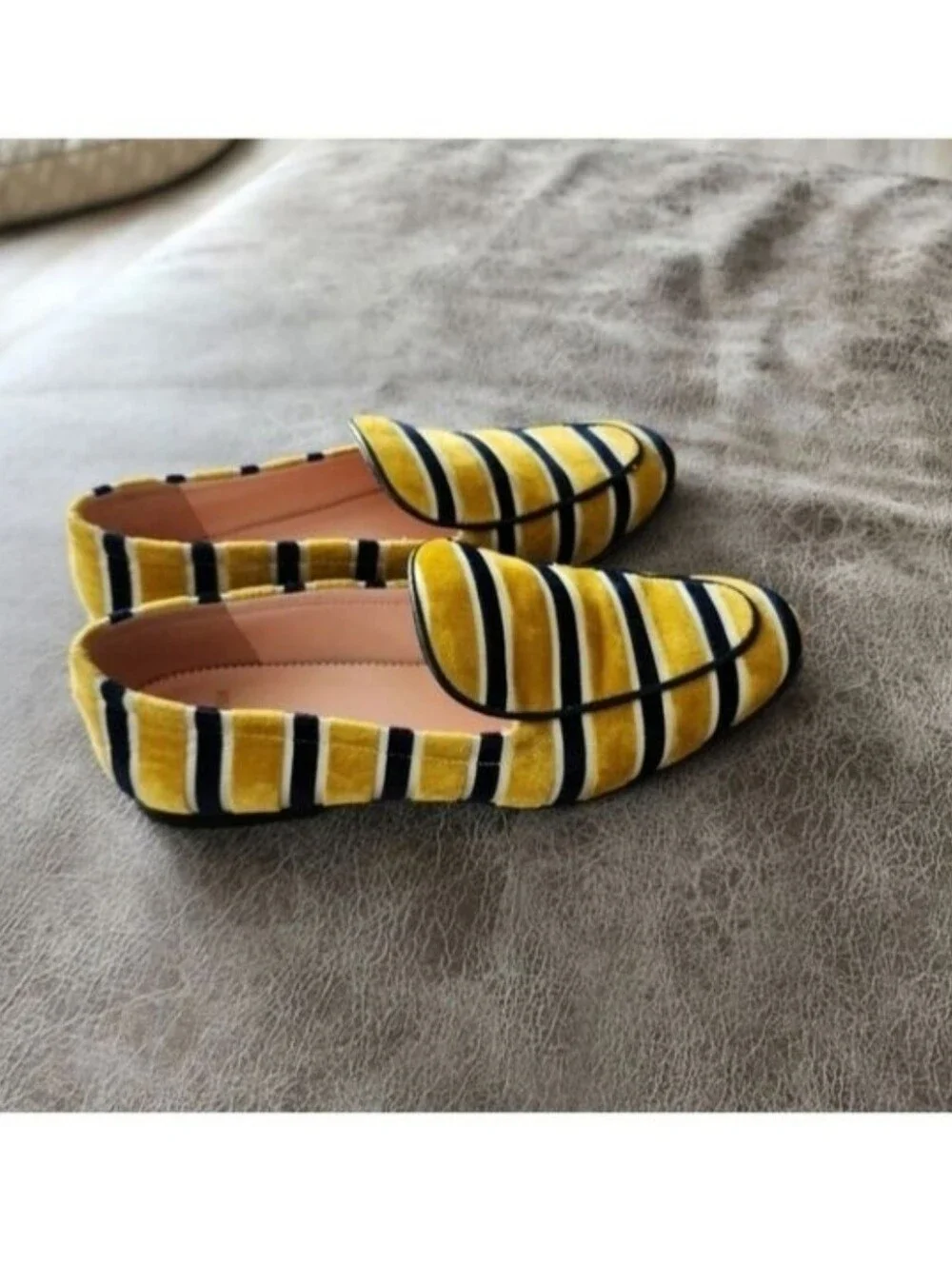 J. Crew Cecile Slippers In Striped Velvet Size 6